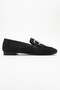 Black Buckle Detailed Straw Women's Ballerinas - 2