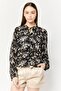 Women Ruffle Neck Long Sleeves Floral Print Blouse, Multicolor