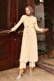 Slit Detailed Long Suit Beige