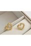 Gold Color Textured Heart Earrings