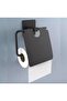 Self Adhesive Black Stainless Metal Cover Toilet Roll Holder Apparatus