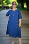Yandan Wooden Button Detail Pocket Three Quarter Sleeve Cotton Viscose Plus Size Dress - 7