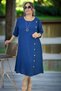 Yandan Wooden Button Detail Pocket Three Quarter Sleeve Cotton Viscose Plus Size Dress - 2