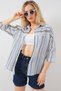 Women's Striped Short Sleeve Shirt 20344 - Navy Blue - 4