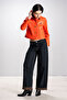 Deri̇club Cardi Women's Cropfit Real Leather Coat Oranj - 3