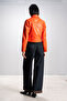 Deri̇club Cardi Women's Cropfit Real Leather Coat Oranj - 8