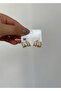 4-Piece Look Zircon Stone Steel Earrings - 2