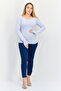 Women Boat Neck Long Sleeve Solid T Shirt, Light Blue - 4