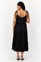 Women Plain Tiered Dress, Black - 3