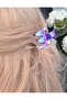 Shiny Hologram Pearlescent Acrylic Large Zigzag Scalloped Snap Buckle Purple Lilac - 2