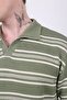 Men's V-Neck Striped Oversize Knitwear T-Shirt - 4