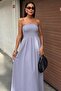 Women's Gray Strapless Gipeli Sleeveless Dress - 2