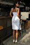 Women's Ecru Knitted Polyelite Stone Detailed Mini Dress - 7