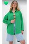 Diamond Women's Terikoton Oversize Green Shirt