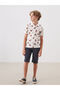 Lcw Kids Brown Polo Neck Patterned Combed Cotton Boys T-Shirt - 2