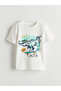 Create Your Style with Uzg Store Ecru Dinosaur Printed Boys' T-Shirt and Shorts 2-Piece - 3