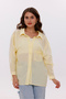Women's Shirt Loose Oversized Yellow Shirt Front Pocket Low Shoulder 100% Cotton Shirt - 8