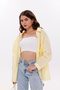Women's Shirt Loose Oversized Yellow Shirt Front Pocket Low Shoulder 100% Cotton Shirt - 5
