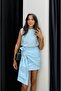 Blue Bow Detailed Skirt Blouse Set - 5