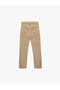 Button Detailed Straight Leg Cotton Trousers with Pockets - 2