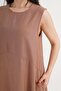 Crinkle Brown Sleeveless Dress with Crew Neck Pocket - 6