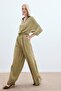 Linen Blend Trousers - Khaki - 4