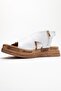 Levine White Genuine Leather Buckle Side Zipper Women's Sandals - 4