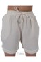 Muslin Fabric Women's Relaxed Cut, Pocketed, Lace-Up, Elastic Waist, Loose Shorts - 4