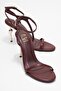 Jasmine Burgundy Leather Single Strap Women's Heeled Shoes