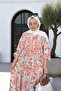 Cotton Floral Patterned Summer Robe Dress Blue-Pink-Beige Grape