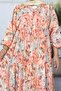 Cotton Floral Patterned Summer Robe Dress Blue-Pink-Beige Grape - 7