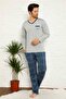 Gray Plaid Long Sleeve Men's Pajama Set 1167Uy - 4