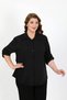 Women's Black Dubai Fabric Solid Color Large Size Shirt - 2