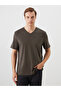 Nevavm with Difference V-Neck Short Sleeve Combed Cotton Men's T-Shirt