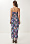 Draped Strap Saran Stretchy Tulle Dress - 4