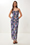 Draped Strap Saran Stretchy Tulle Dress - 2