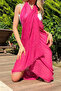 Women's Fuchsia Muslin Fabric Shawl Pareo Nbmht02 - 2