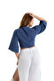 2 Layer 100% Cotton Muslin Tie-Up Blouse Crop - 3