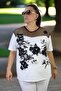 Tulle Detail Gumpworked Stone Circle Necklace Large Size Bluz Black - 3