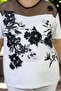 Tulle Detail Gumpworked Stone Circle Necklace Large Size Bluz Black - 4
