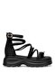 B119 Women's Genuine Leather Flat Sandals Black