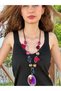 Colorful Bamboo Beaded Ethnic Felt Floral Women's Necklace 34 cm