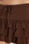 Women's Regular Fit 100% Cotton Plain Brown Skirt - 3