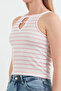 Halter Neckline Body with Striped Ring Detail - 5