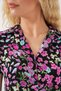 Women's Buttoned Short Sleeve Floral Dress 2561 - Black - 6