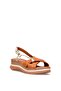 Elit Zeyn 8066 Women's Genuine Leather Wedge Heel Sandals Brown - 2