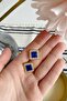 Minimal Square Navy Blue Stone Evening Dress Women's Earrings