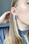 Minimal Square Navy Blue Stone Evening Dress Women's Earrings - 2