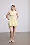 Women's Yellow Poplin Skirt Short Balloon Dress - 5