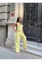 Women's Yellow Linen Suit Vest and Palazzo Pants - 6